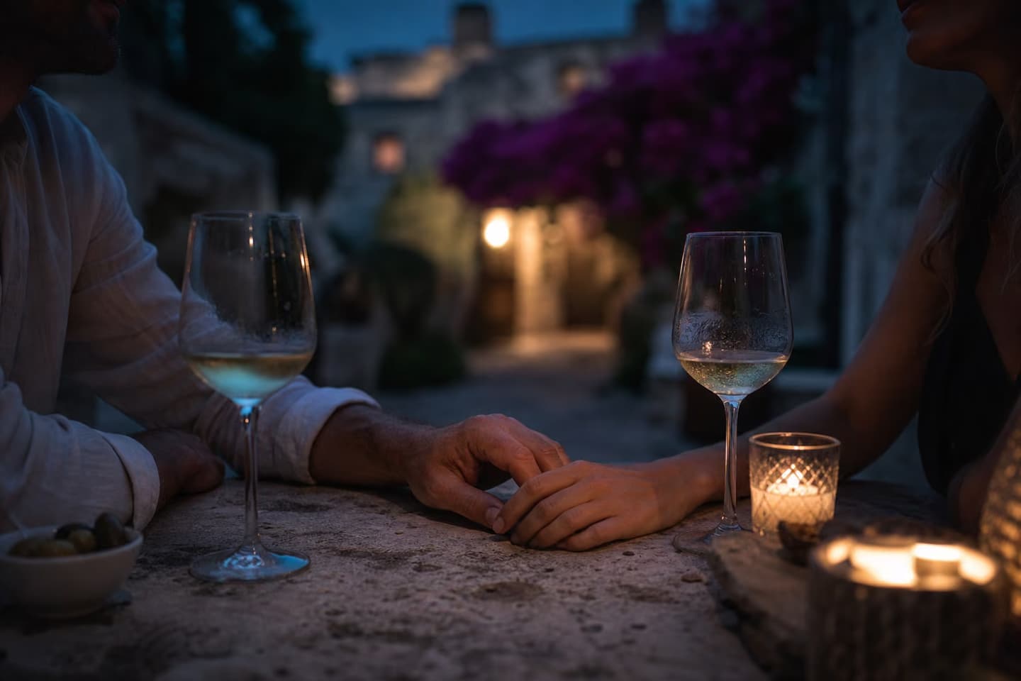 A couple sharing a quiet moment in Sicily